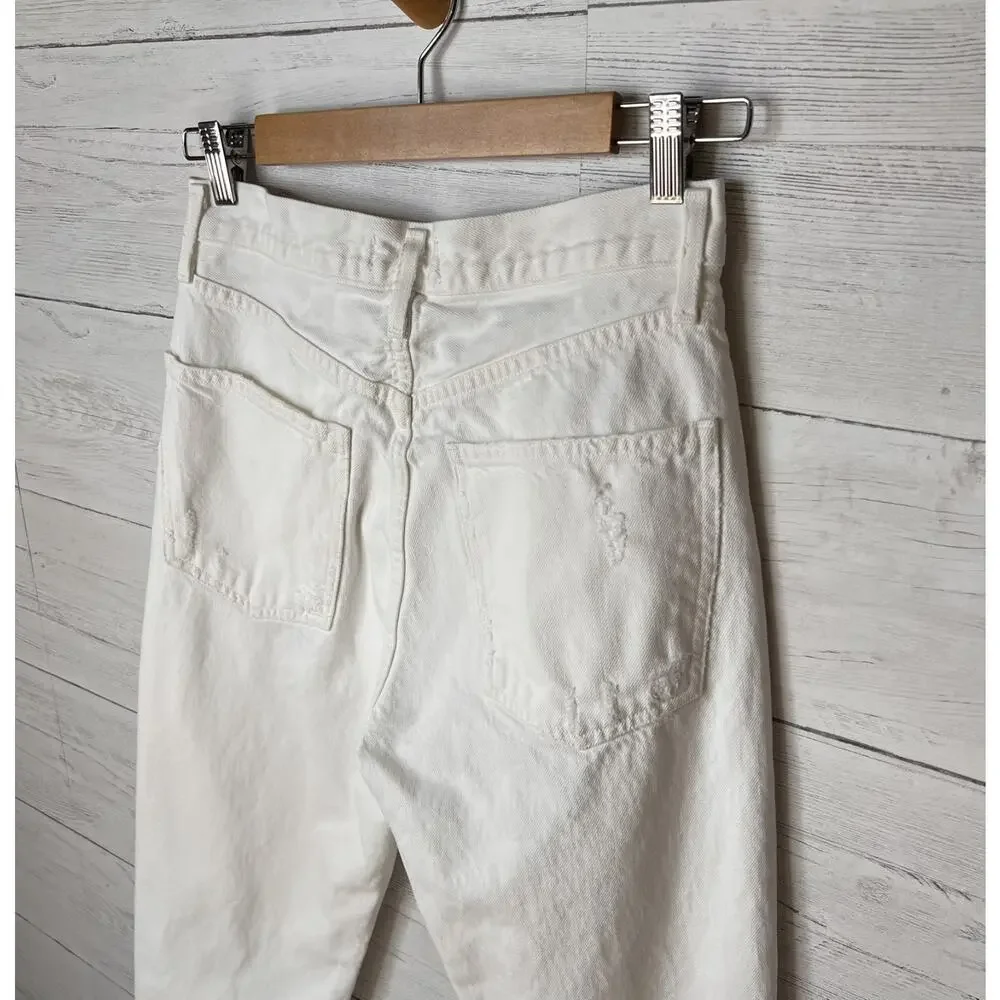 Revolve Agolde Jeans Womens Size 25 White 90's Fit Button Fly Destroyed Detail